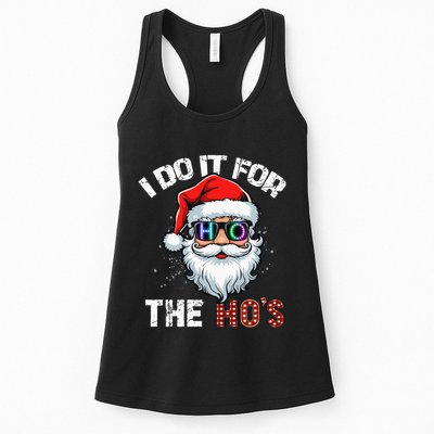 I Do It For The Hos Funny Inappropriate Christmas Santa Led Womens Tank Top