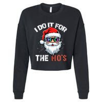 I Do It For The Hos Funny Inappropriate Christmas Santa Led Cropped Pullover Crew