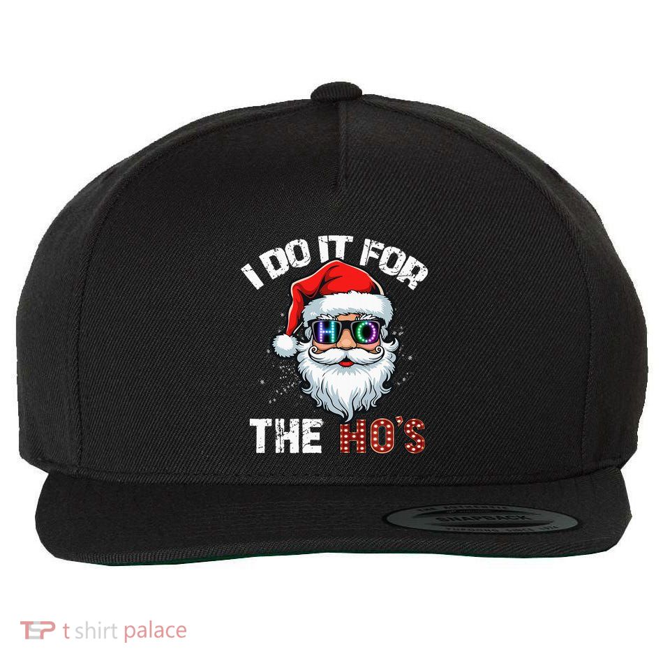 I Do It For The Hos Funny Inappropriate Christmas Santa Led Wool Snapback Cap