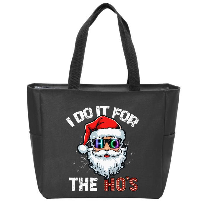 I Do It For The Hos Funny Inappropriate Christmas Santa Led Zip Tote Bag