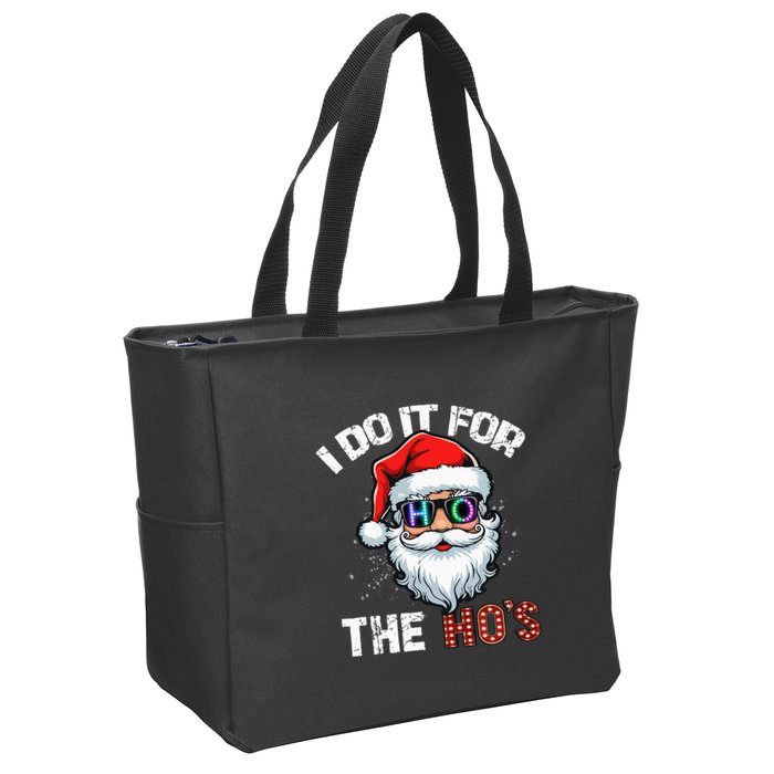 I Do It For The Hos Funny Inappropriate Christmas Santa Led Zip Tote Bag
