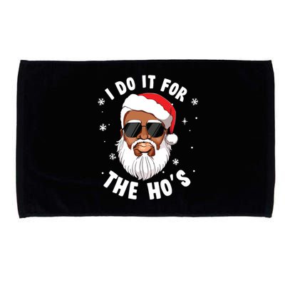 I Do It For The Hos Christmas African American Santa Black Microfiber Hand Towel