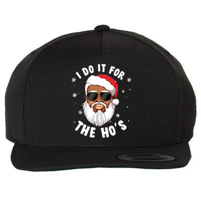 I Do It For The Hos Christmas African American Santa Black Wool Snapback Cap