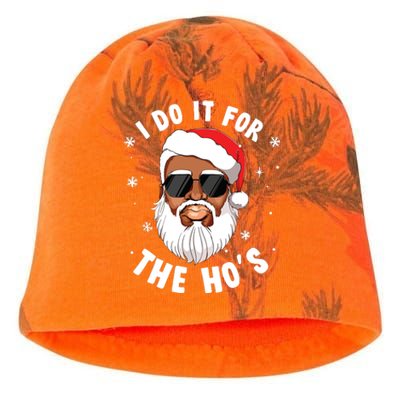 I Do It For The Hos Christmas African American Santa Black Kati - Camo Knit Beanie