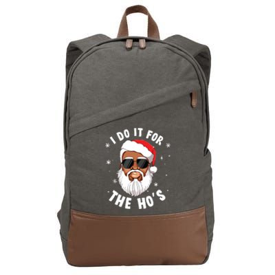 I Do It For The Hos Christmas African American Santa Black Cotton Canvas Backpack