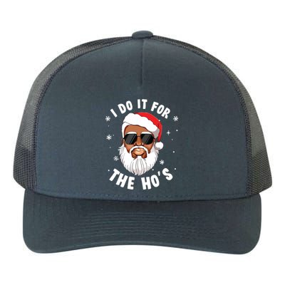 I Do It For The Hos Christmas African American Santa Black Yupoong Adult 5-Panel Trucker Hat