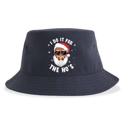 I Do It For The Hos Christmas African American Santa Black Sustainable Bucket Hat