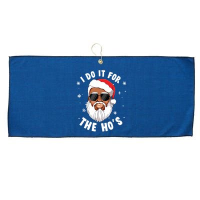 I Do It For The Hos Christmas African American Santa Black Large Microfiber Waffle Golf Towel