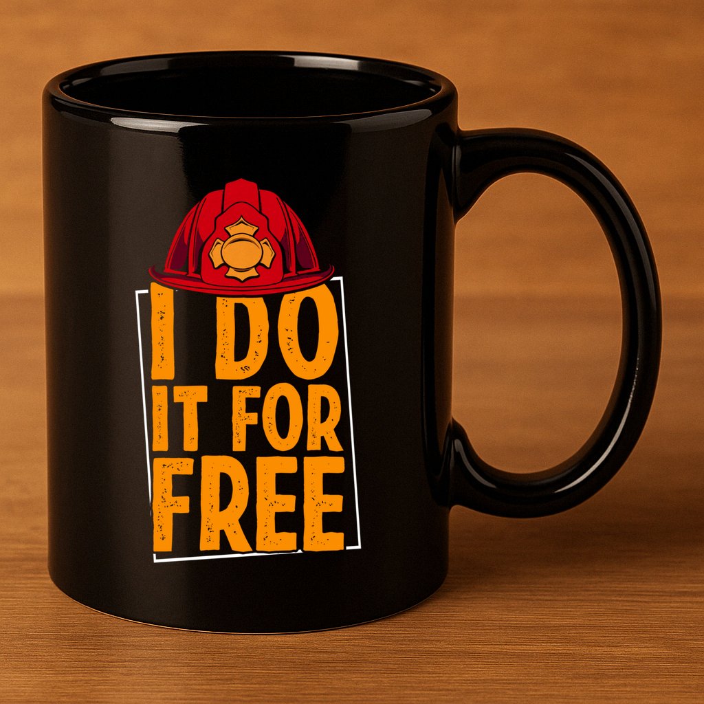 I Do It For Free Volunteer Firefighter Rescue Fire Gift 11oz C Handle Ceramic Mug