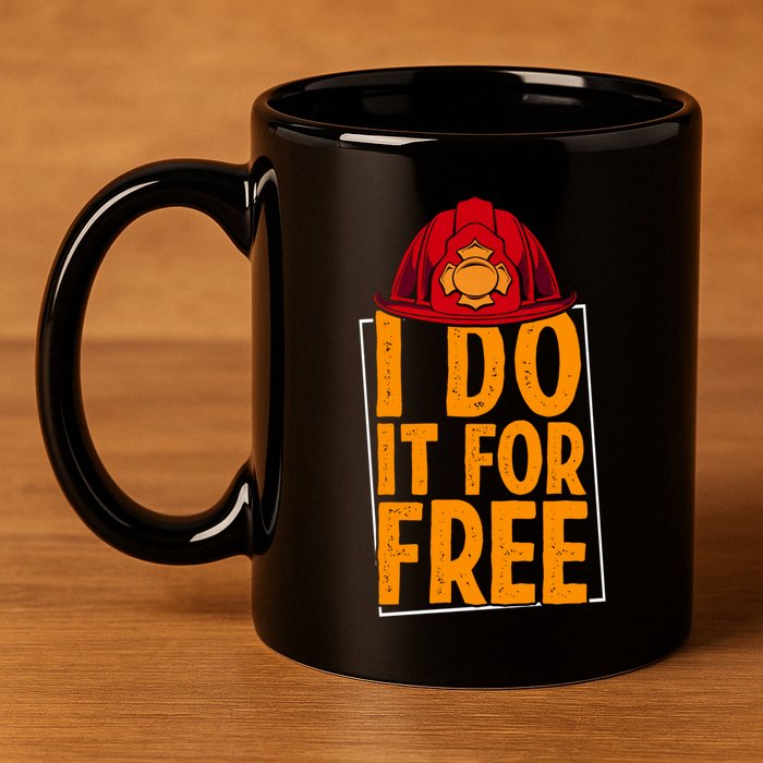 I Do It For Free Volunteer Firefighter Rescue Fire Gift 11oz C Handle Ceramic Mug