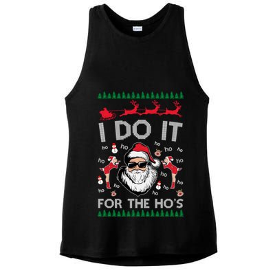 I Do It For The Hos Funny Santa Ugly Christmas Ladies PosiCharge Tri-Blend Wicking Tank