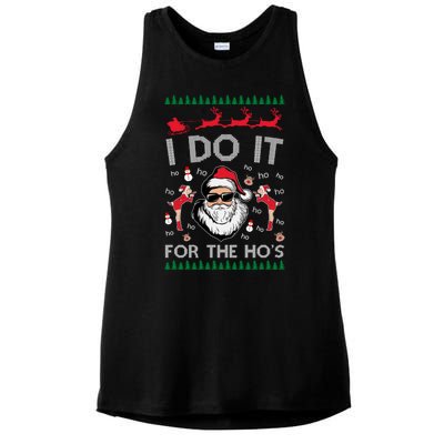 I Do It For The Hos Funny Santa Ugly Christmas Ladies PosiCharge Tri-Blend Wicking Tank