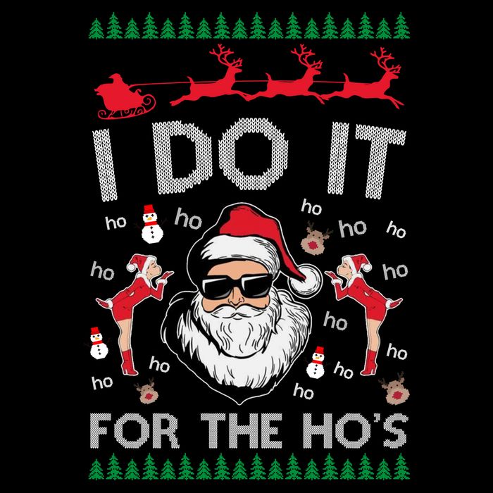 I Do It For The Hos Funny Santa Ugly Christmas Bag