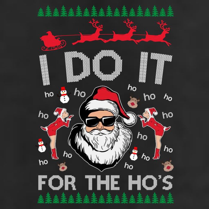 I Do It For The Hos Funny Santa Ugly Christmas 25L Jumbo Tote