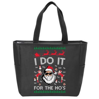 I Do It For The Hos Funny Santa Ugly Christmas Zip Tote Bag