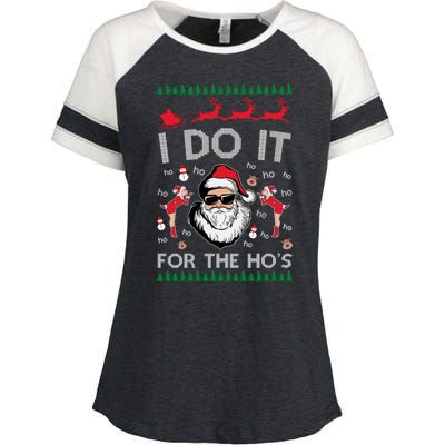 I Do It For The Hos Funny Santa Ugly Christmas Enza Ladies Jersey Colorblock Tee