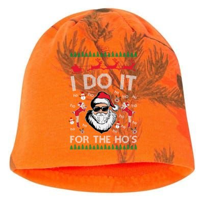 I Do It For The Hos Funny Santa Ugly Christmas Kati - Camo Knit Beanie