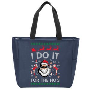 I Do It For The Hos Funny Santa Ugly Christmas Zip Tote Bag