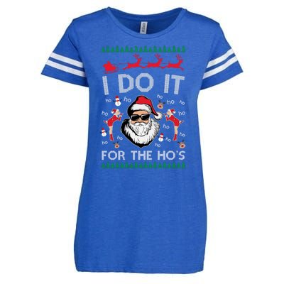 I Do It For The Hos Funny Santa Ugly Christmas Enza Ladies Jersey Football T-Shirt