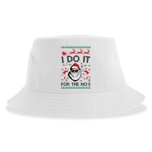 I Do It For The Hos Funny Santa Ugly Christmas Sustainable Bucket Hat