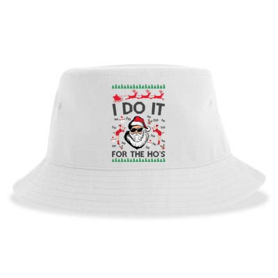 I Do It For The Hos Funny Santa Ugly Christmas Sustainable Bucket Hat