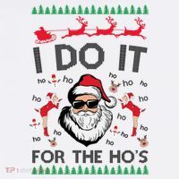 I Do It For The Hos Funny Santa Ugly Christmas Sustainable Bucket Hat
