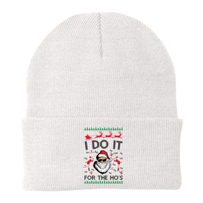 I Do It For The Hos Funny Santa Ugly Christmas Knit Cap Winter Beanie