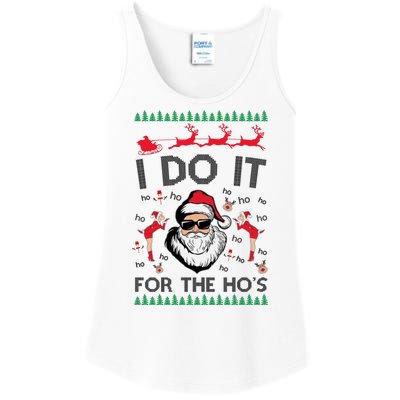 I Do It For The Hos Funny Santa Ugly Christmas Ladies Essential Tank