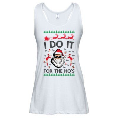 I Do It For The Hos Funny Santa Ugly Christmas Ladies Essential Flowy Tank