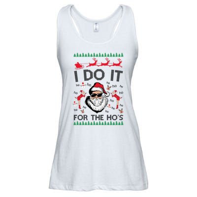 I Do It For The Hos Funny Santa Ugly Christmas Ladies Essential Flowy Tank