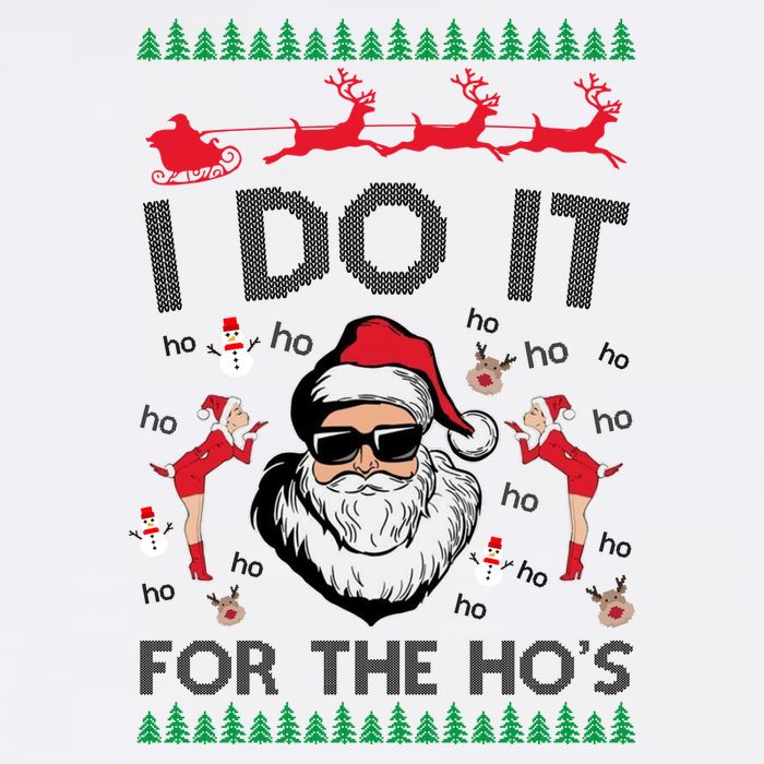 I Do It For The Hos Funny Santa Ugly Christmas Flatbill Hat