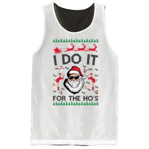 I Do It For The Hos Funny Santa Ugly Christmas Mesh Reversible Basketball Jersey Tank