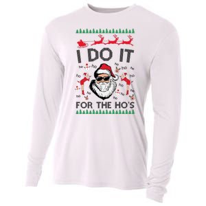 I Do It For The Hos Funny Santa Ugly Christmas Cooling Performance Long Sleeve Crew