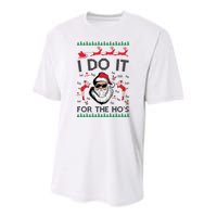 I Do It For The Hos Funny Santa Ugly Christmas Youth Performance Sprint T-Shirt