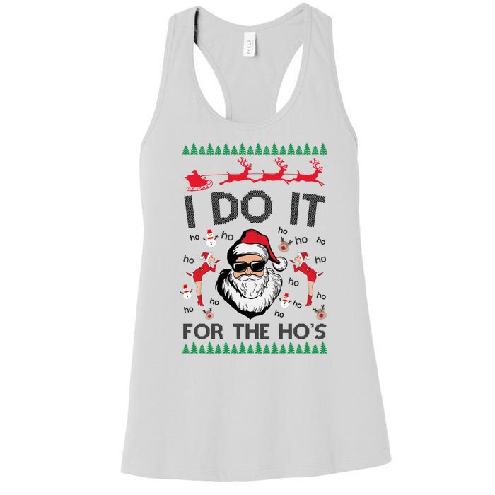 I Do It For The Hos Funny Santa Ugly Christmas Women's Racerback Tank