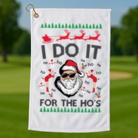 I Do It For The Hos Funny Santa Ugly Christmas Golf Towel