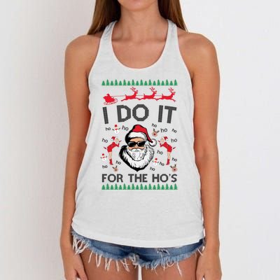 I Do It For The Hos Funny Santa Ugly Christmas Women's Knotted Racerback Tank