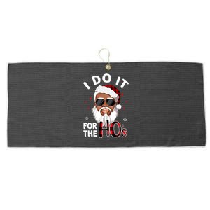 I Do It For The Hos Christmas African American Santa Black Gift Large Microfiber Waffle Golf Towel