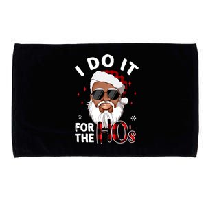 I Do It For The Hos Christmas African American Santa Black Gift Microfiber Hand Towel