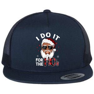 I Do It For The Hos Christmas African American Santa Black Gift Flat Bill Trucker Hat