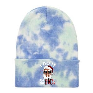 I Do It For The Hos Christmas African American Santa Black Gift Tie Dye 12in Knit Beanie