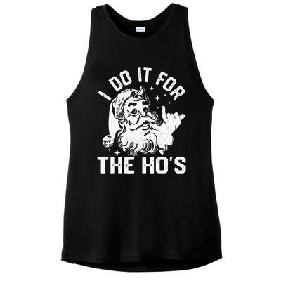 I Do It For The Ho's Funny Inappropriate Christmas  Santa Ladies PosiCharge Tri-Blend Wicking Tank