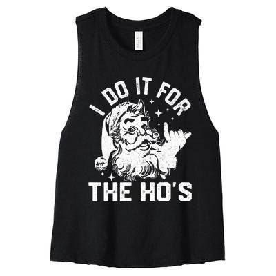 I Do It For The Ho's Funny Inappropriate Christmas  Santa Women's Racerback Cropped Tank