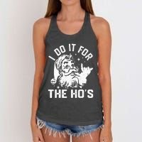 I Do It For The Ho's Funny Inappropriate Christmas  Santa Women's Knotted Racerback Tank