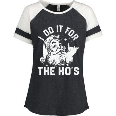 I Do It For The Ho's Funny Inappropriate Christmas  Santa Enza Ladies Jersey Colorblock Tee