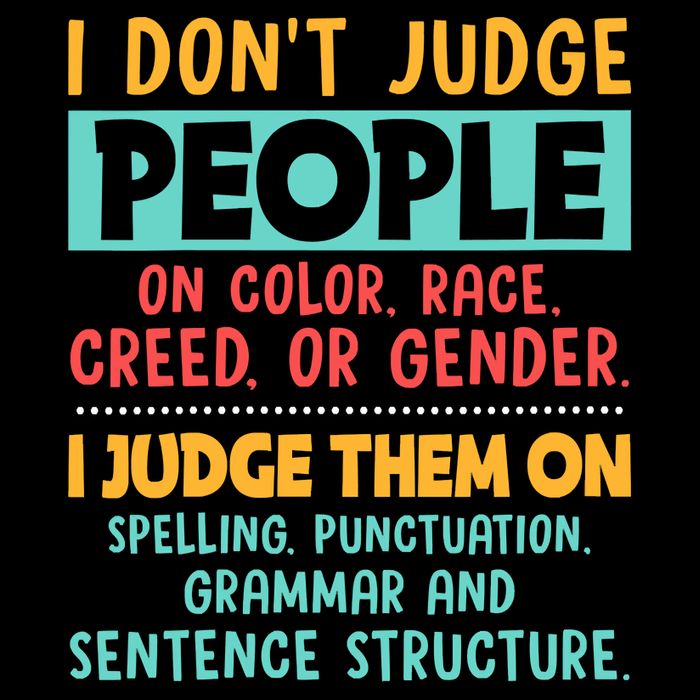 I Don't Judge People Grammar English Teacher Cropped Pullover Crew