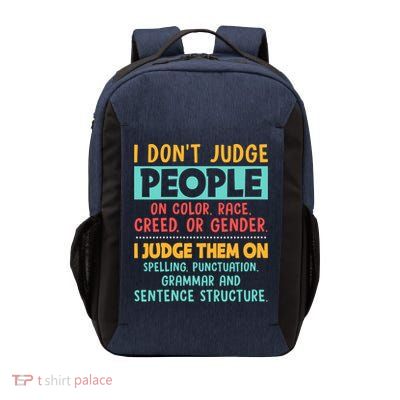 I Don't Judge People Grammar English Teacher Vector Backpack
