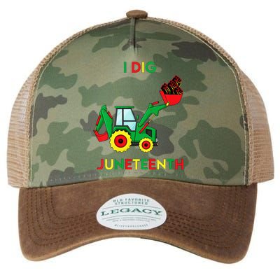 I Dig Juneteenth Fists Tractor Funny Legacy Tie Dye Trucker Hat