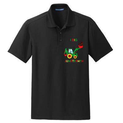 I Dig Juneteenth Fists Tractor Funny Dry Zone Grid Polo