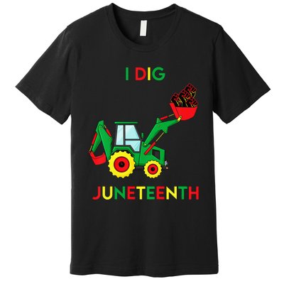 I Dig Juneteenth Fists Tractor Funny Premium T-Shirt